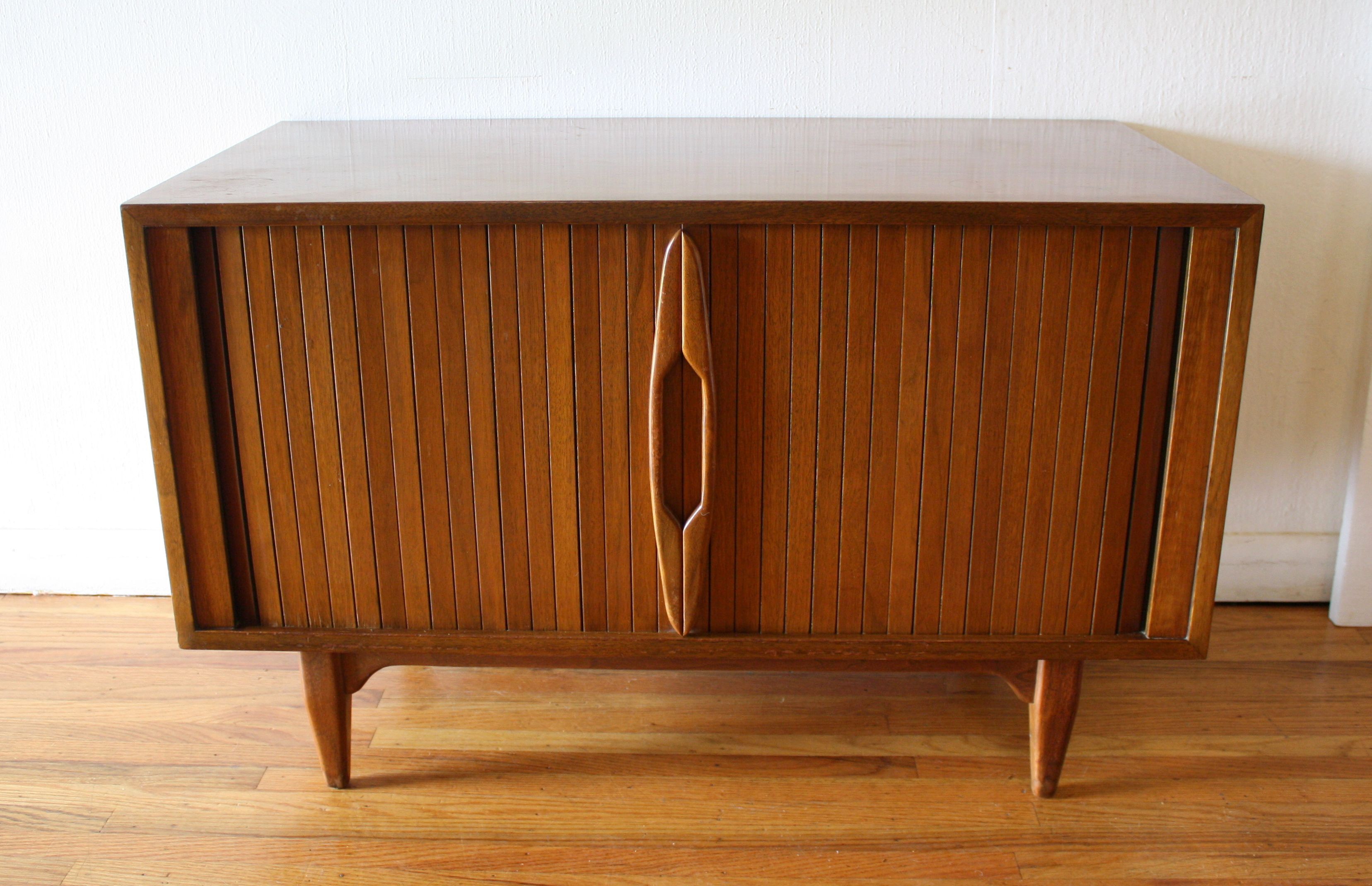 Mid Century Modern Tambour Door Record Cabinet | Picked Within 2017 Barr Credenzas (View 15 of 20)