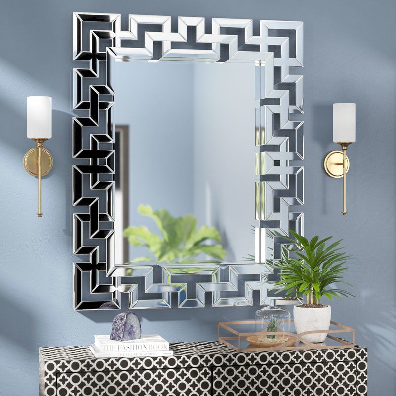 Rectangle Ornate Geometric Wall Mirror Pertaining To Tata Openwork Round Wall Mirrors (Photo 14 of 20)