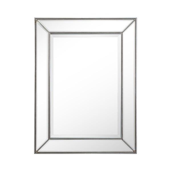 Rectangle Silver Beaded Accent Wall Mirror Intended For Silver Frame Accent Mirrors (Photo 8 of 20)