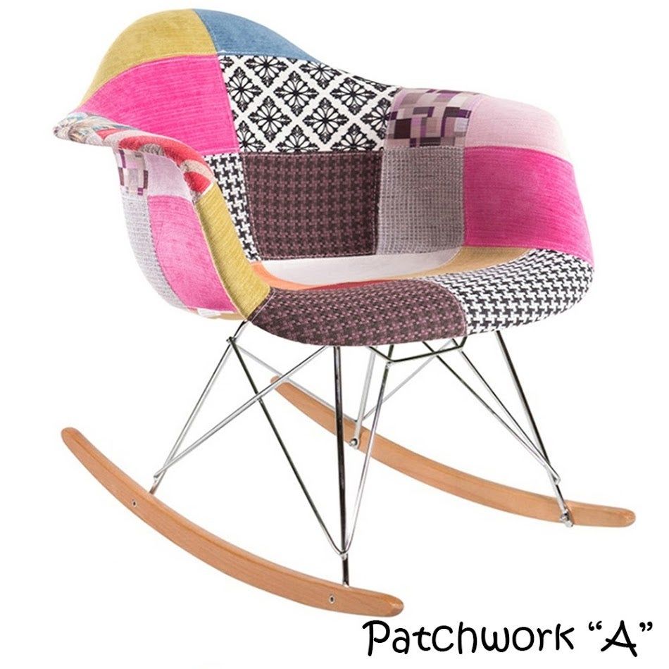 2xhome Modern Plastic Rocking Chair Armchair With Arm Patchwork Fabric  Natural Wood Rockers Dining With Regard To Poly And Bark Patchwork Rocking Chairs (View 2 of 20)