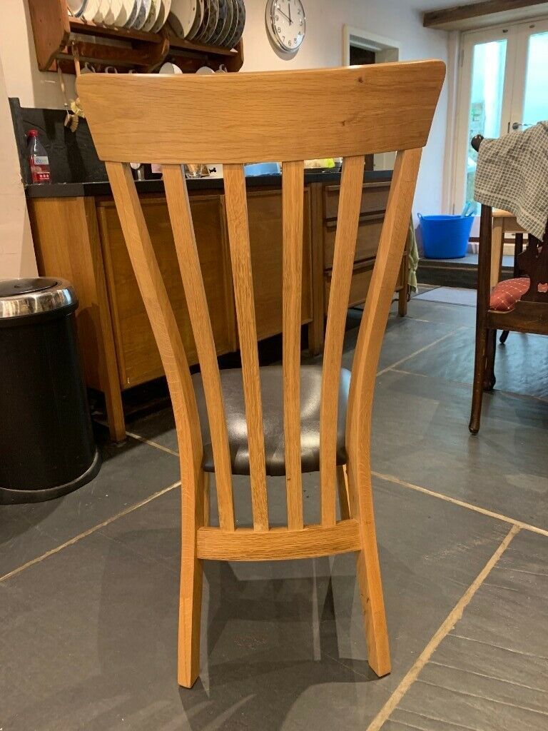 8 Oak Dining Chairs | In Exeter, Devon | Gumtree Inside Dark Oak Wooden Padded Faux Leather Rocking Chairs (Photo 20 of 20)