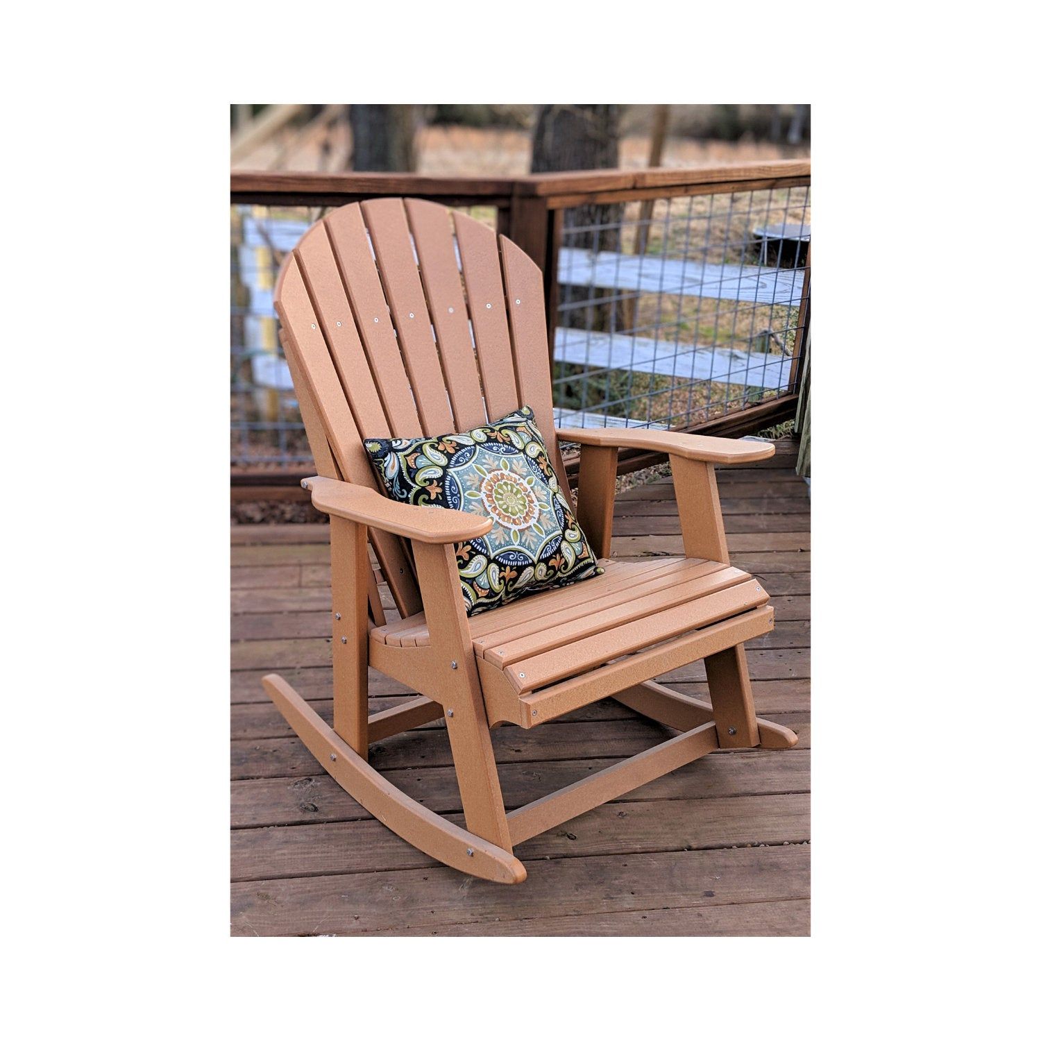 Adirondack Rocking Chair Made From Poly Lumber With Poly And Bark Blue Rocking Chairs Lounge Chairs (View 19 of 20)