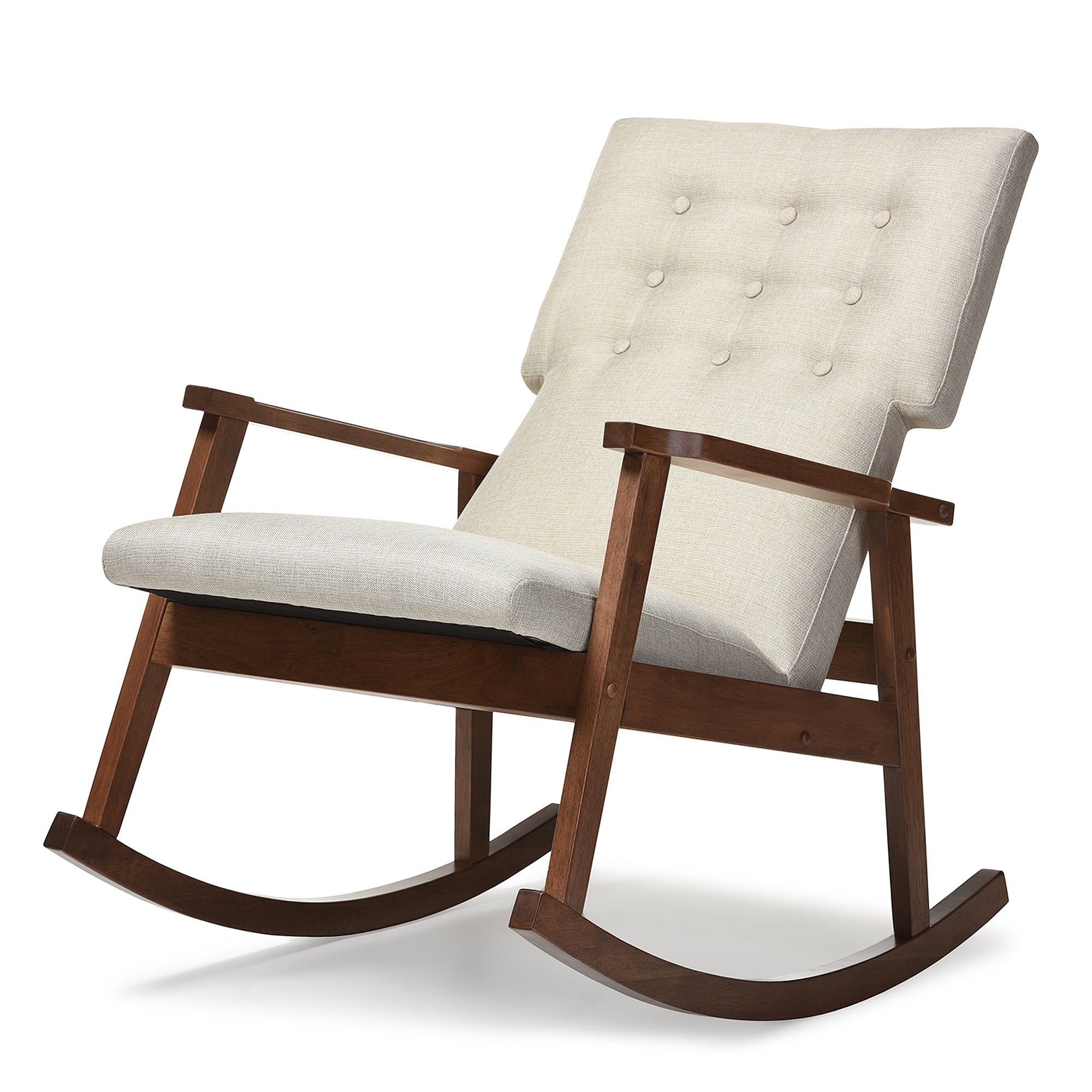 Agatha Mid – Century Modern Light Fabric Upholstered Button For Mid Century Modern Fabric Rocking Chairs (Photo 17 of 20)
