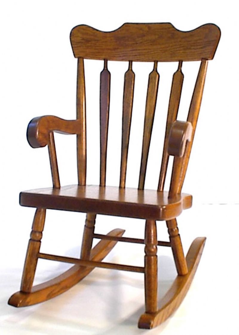 Amish Arrow Back Oak Wood Kids' Rocking Chair Intended For Windsor Arrow Back Country Style Rocking Chairs (Photo 7 of 20)