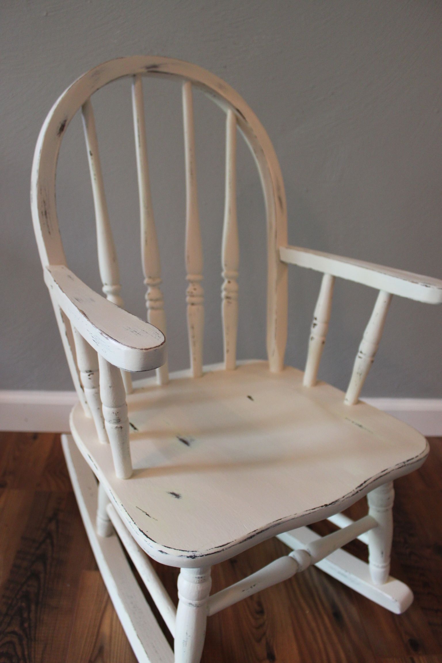 Antique White Distressed Children's Rocking Chair Throughout Antique White Wooden Rocking Chairs (Photo 18 of 20)
