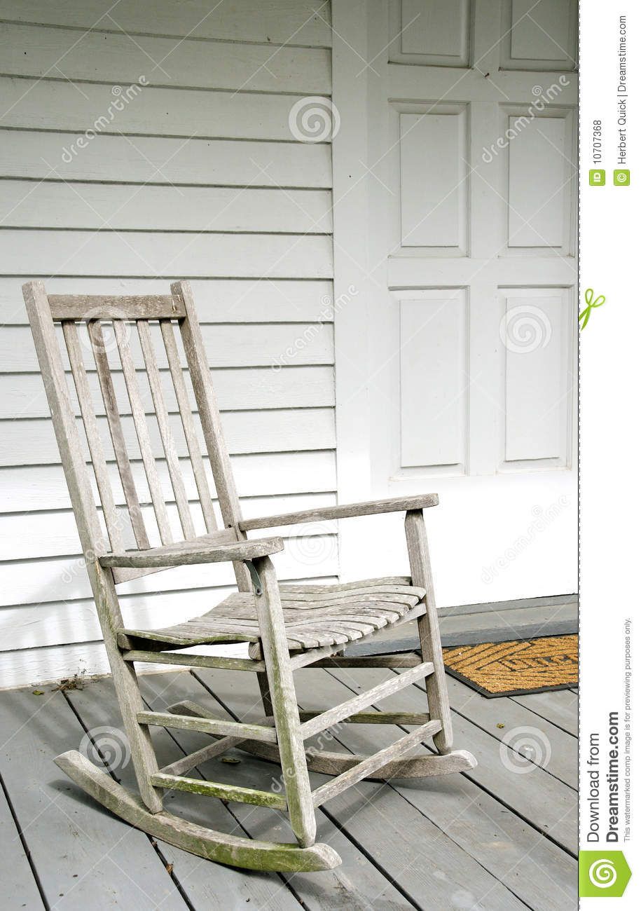 Antique White Rocking Chair On Porch Stock Photo – Image Of With Regard To Antique White Wooden Rocking Chairs (View 6 of 20)