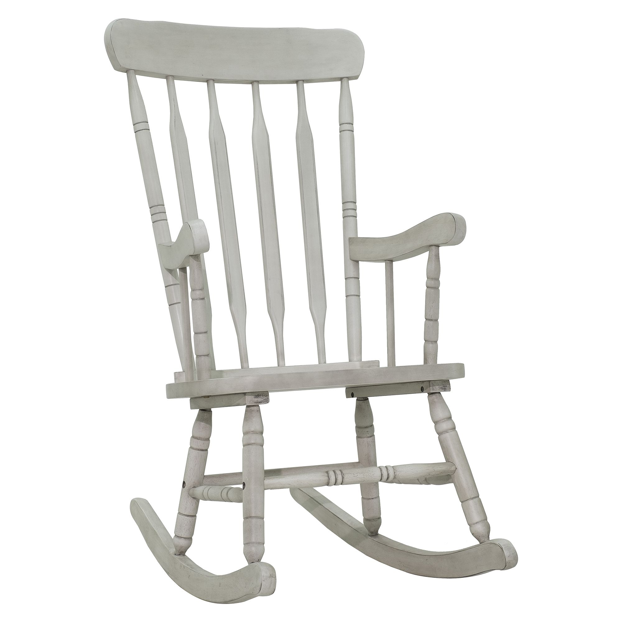 Aosom: Homcom Rubberwood Indoor / Outdoor Porch Slat Rocking Chair –  Antique White | Rakuten Pertaining To Black Rubberwood Rocking Chairs (View 6 of 20)