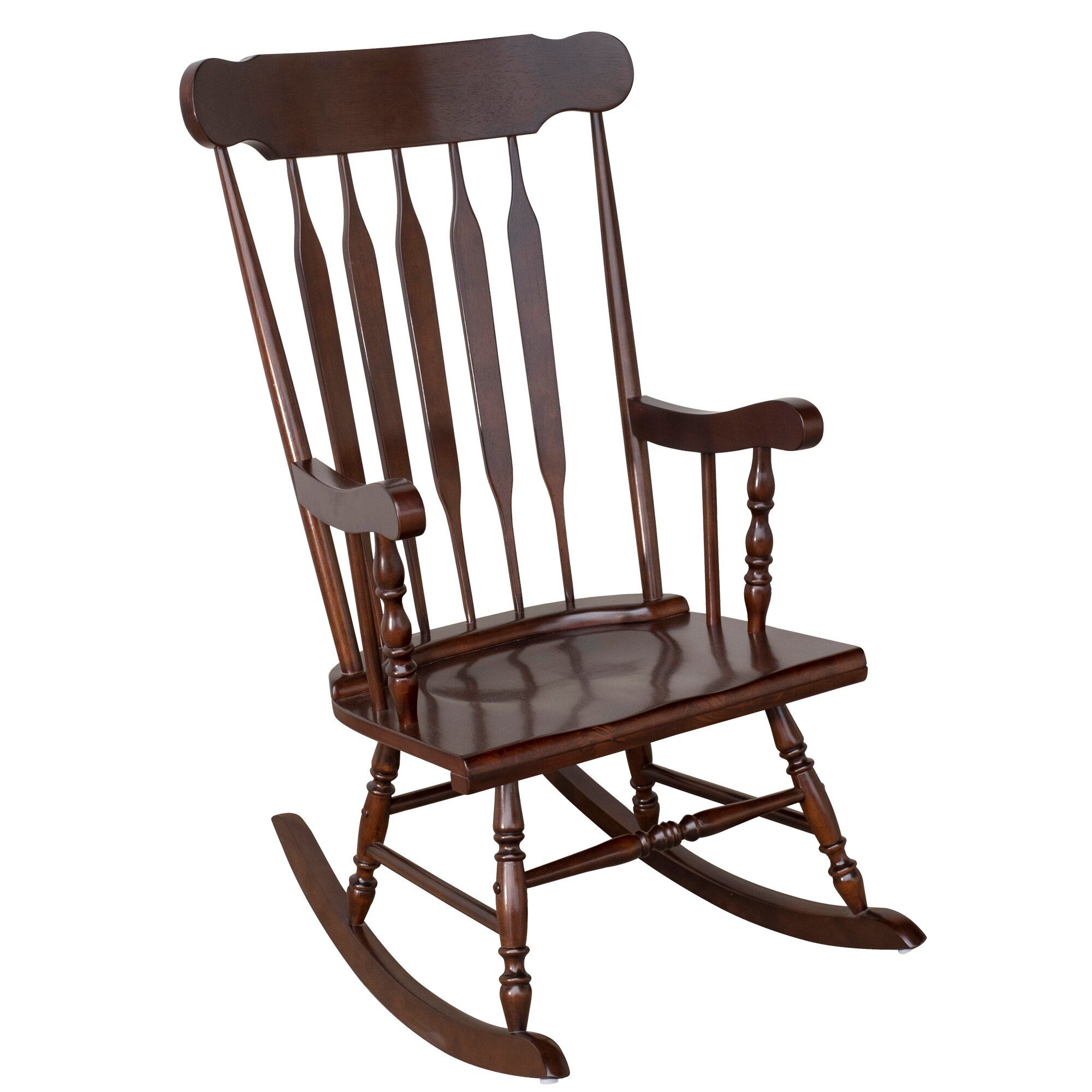 Aosom: Homcom Traditional Slat Wood Rocking Chair Indoor Porch Furniture  For Patio Living Room – Dark Brown | Rakuten With Regard To Poly And Bark Blue Rocking Chairs Lounge Chairs (View 17 of 20)