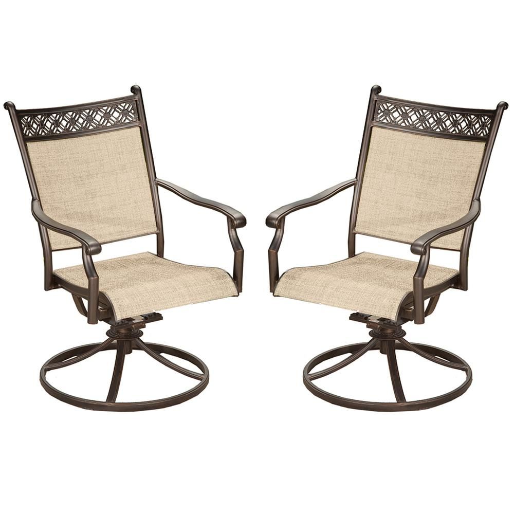 Bali Sling Aluminum Metal Outdoor/indoor Pair Of Bronze Black Swivel  Rockers For Dining Balcony Porch Or Deck With Regard To Bali Brown Rocking Chairs (View 7 of 20)