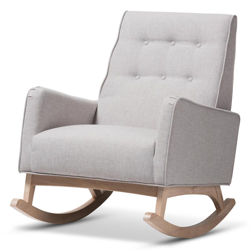 Baxton Studio Marlena Light Gray Fabric Rocking Chair In Padded Rocking Chairs (View 7 of 20)