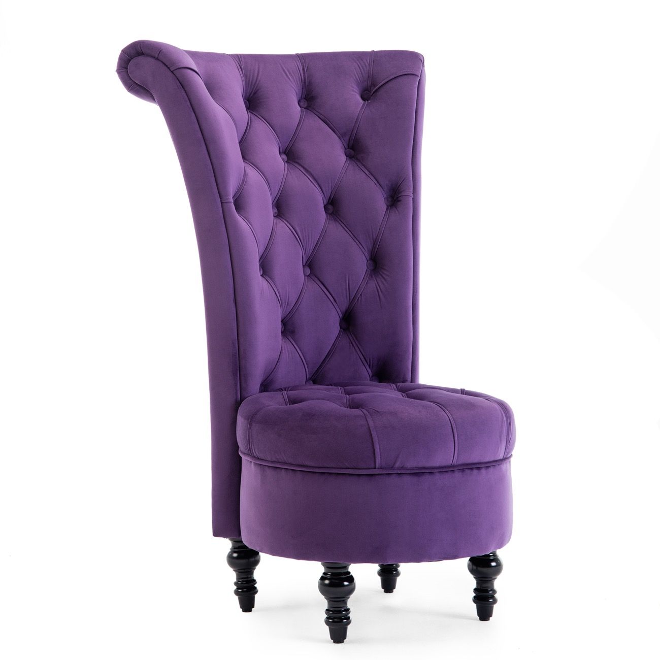 Belleze Modern Velvet Fabric Upholstered Living Room Bedroom Button Tufted  Accent Chair, Purple Pertaining To Velvet Tufted Accent Chairs (View 8 of 20)