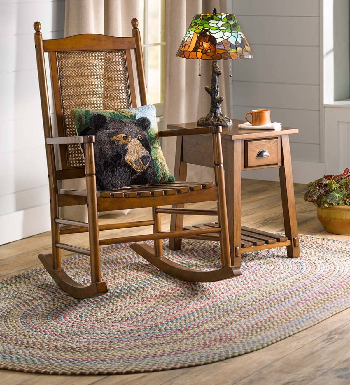 Berkley Birch Rocking Chair With Cane Back | Plowhearth Throughout Warm Brown Slat Back Rocking Chairs (Photo 20 of 20)