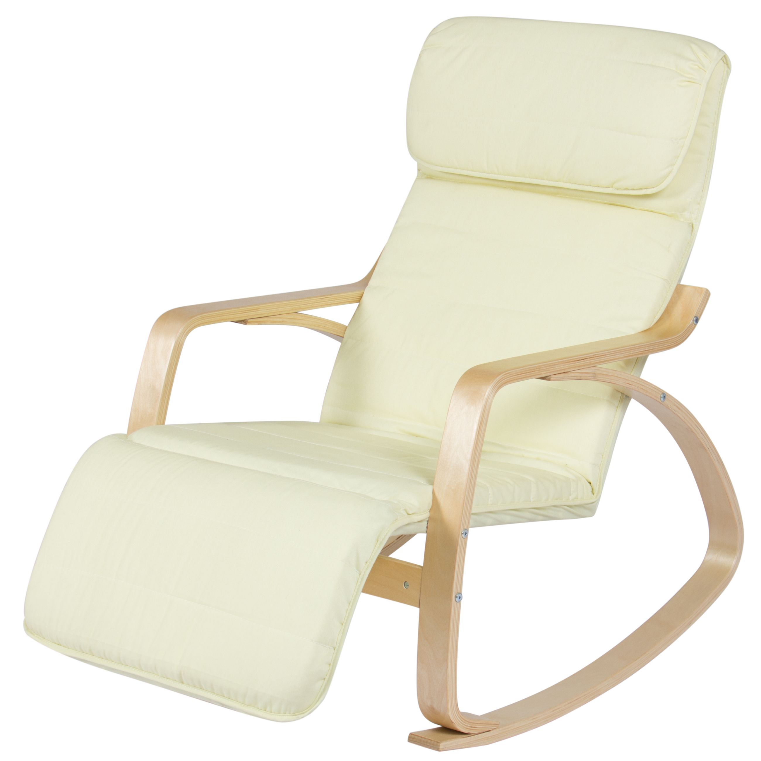 Best Choice Products Birch Bentwood Cushioned Rocking Chair W/ Adjustable  Leg Rest (cream) In Mia Bentwood Chairs (View 17 of 20)