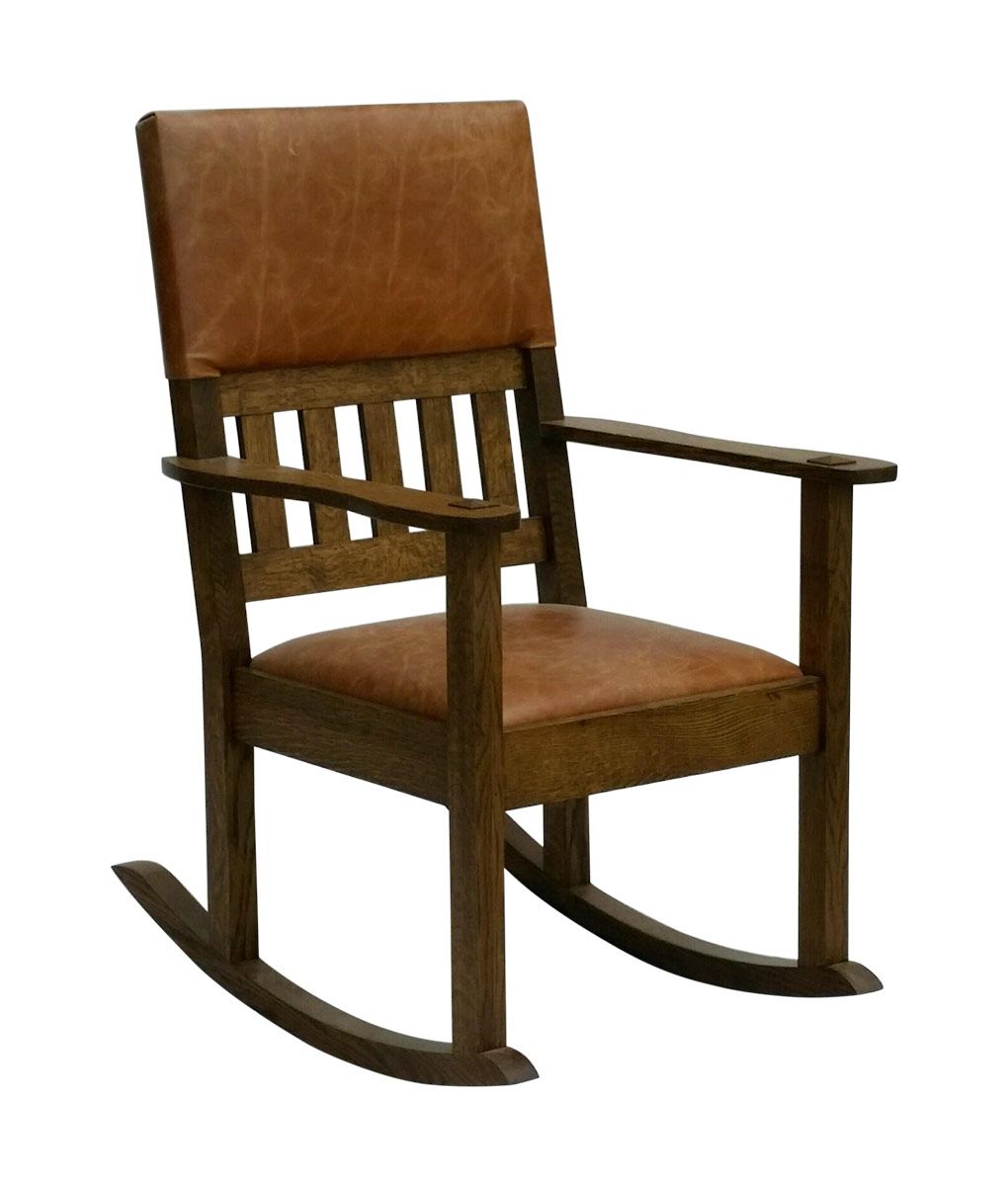 Big Cedar Rocker Throughout Mission Design Wood Rocking Chairs With Brown Leather Seat (Photo 7 of 20)