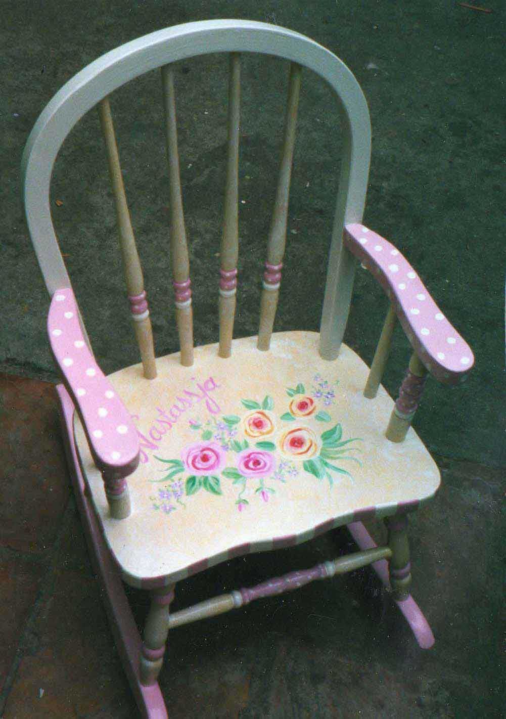 Bow Back Flower Rocking Chair, Kids Rocker, Hand Painted With Weston Rocking Chairs (Photo 20 of 20)