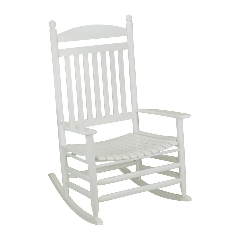 Bradley White Slat Jumbo Wood Outdoor Patio Rocking Chair Throughout White Wood Rocking Chairs (View 4 of 20)