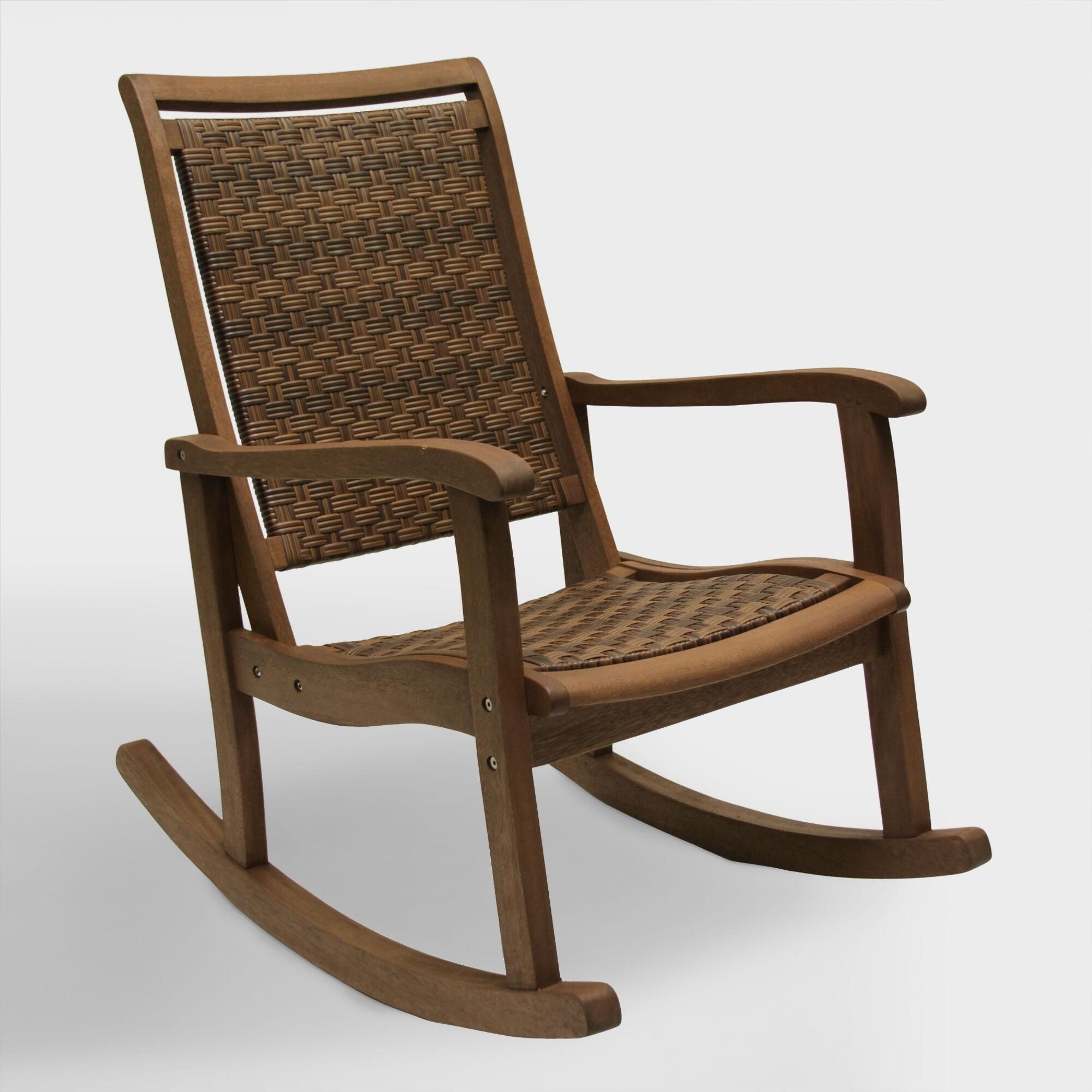 Brown All Weather Wicker And Wood Galena Rocking Chair Ball Within Warm Brown Slat Back Rocking Chairs (View 14 of 20)