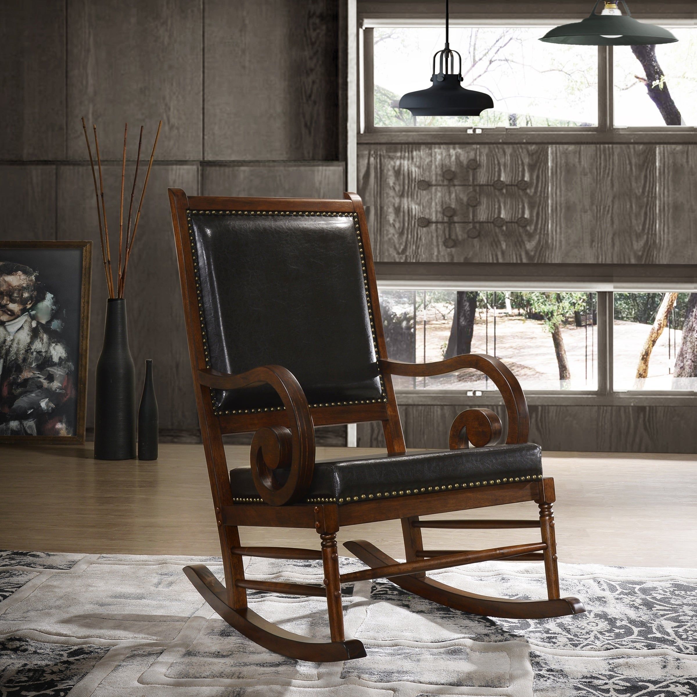 Brown, New Products Living Room Chairs | Shop Online At In Westridge Nail Head Trim Chestnut Rocking Chairs (View 1 of 20)