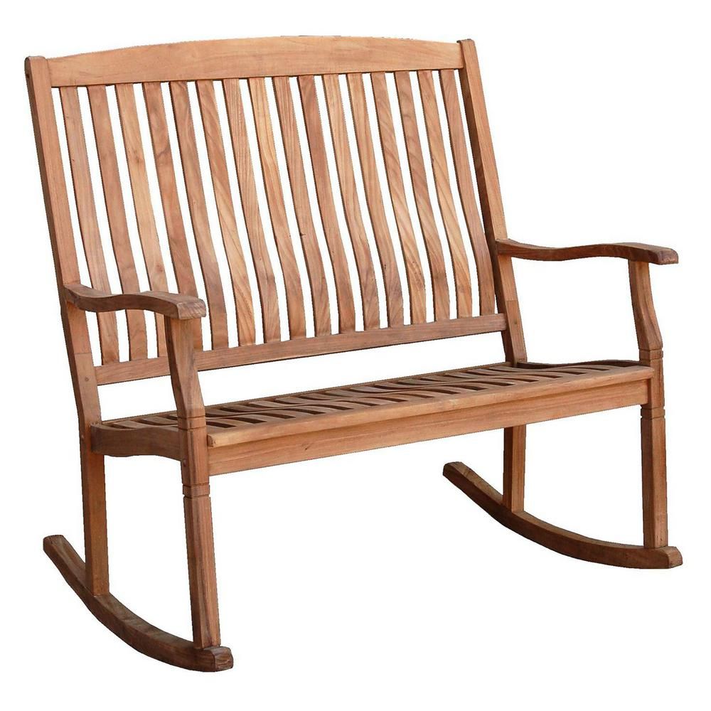 Cambridge Casual Heaton Teak Wood Outdoor Loveseat Rocking Chair Regarding Weston Rocking Chairs (View 17 of 20)