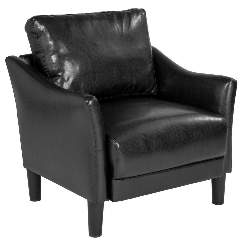 Carnegy Avenue Black Leather Arm Chair Cga Sl 231771 Bl Hd For Faux Leather Upholstered Wooden Rocking Chairs With Looped Arms, Brown (View 18 of 20)