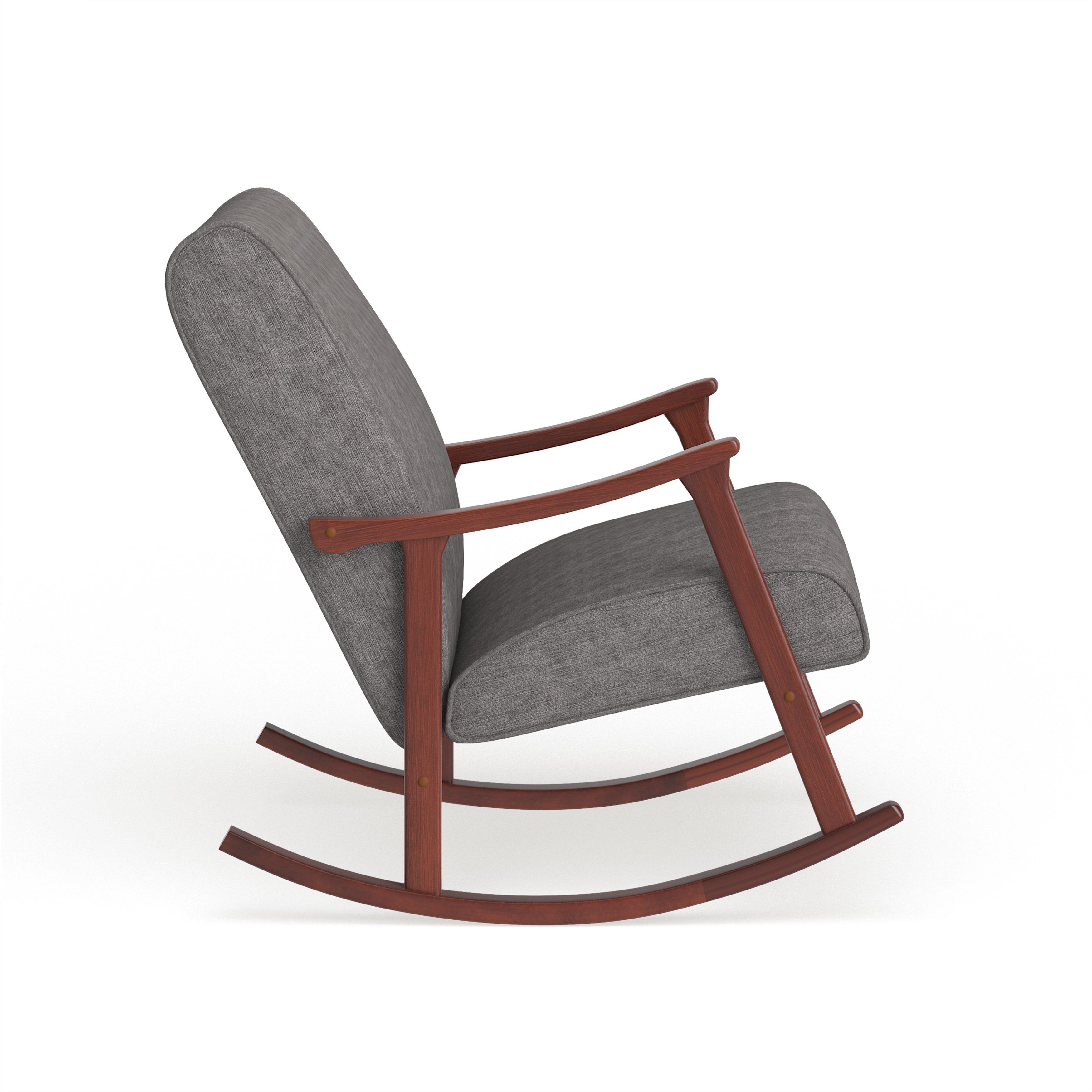 Carson Carrington Granite Grey Fabric Mid Century Wooden Rocking Chair For Granite Grey Fabric Mid Century Wooden Rocking Chairs (View 4 of 20)
