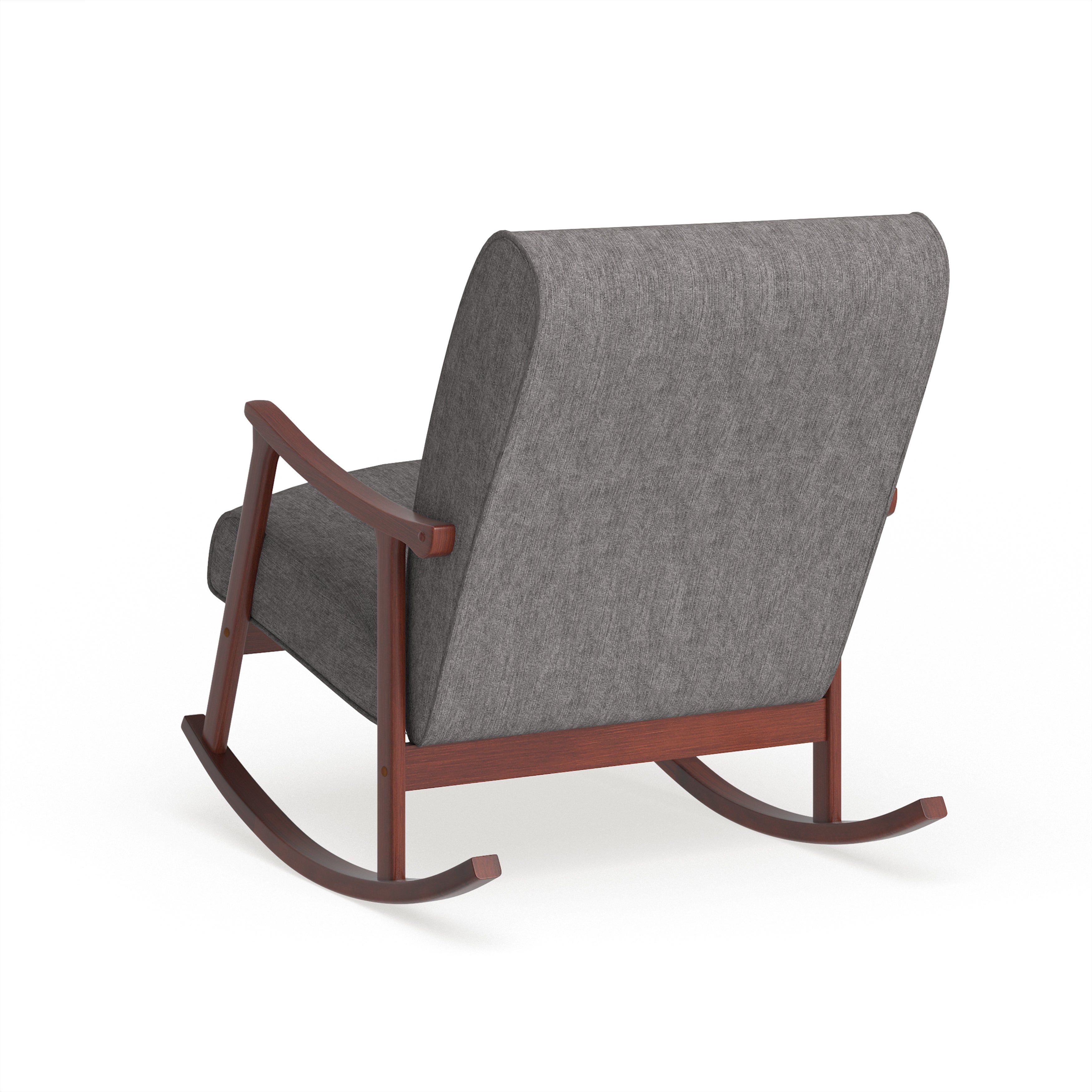 Carson Carrington Granite Grey Fabric Mid Century Wooden Rocking Chair For Granite Grey Fabric Mid Century Wooden Rocking Chairs (Photo 3 of 20)