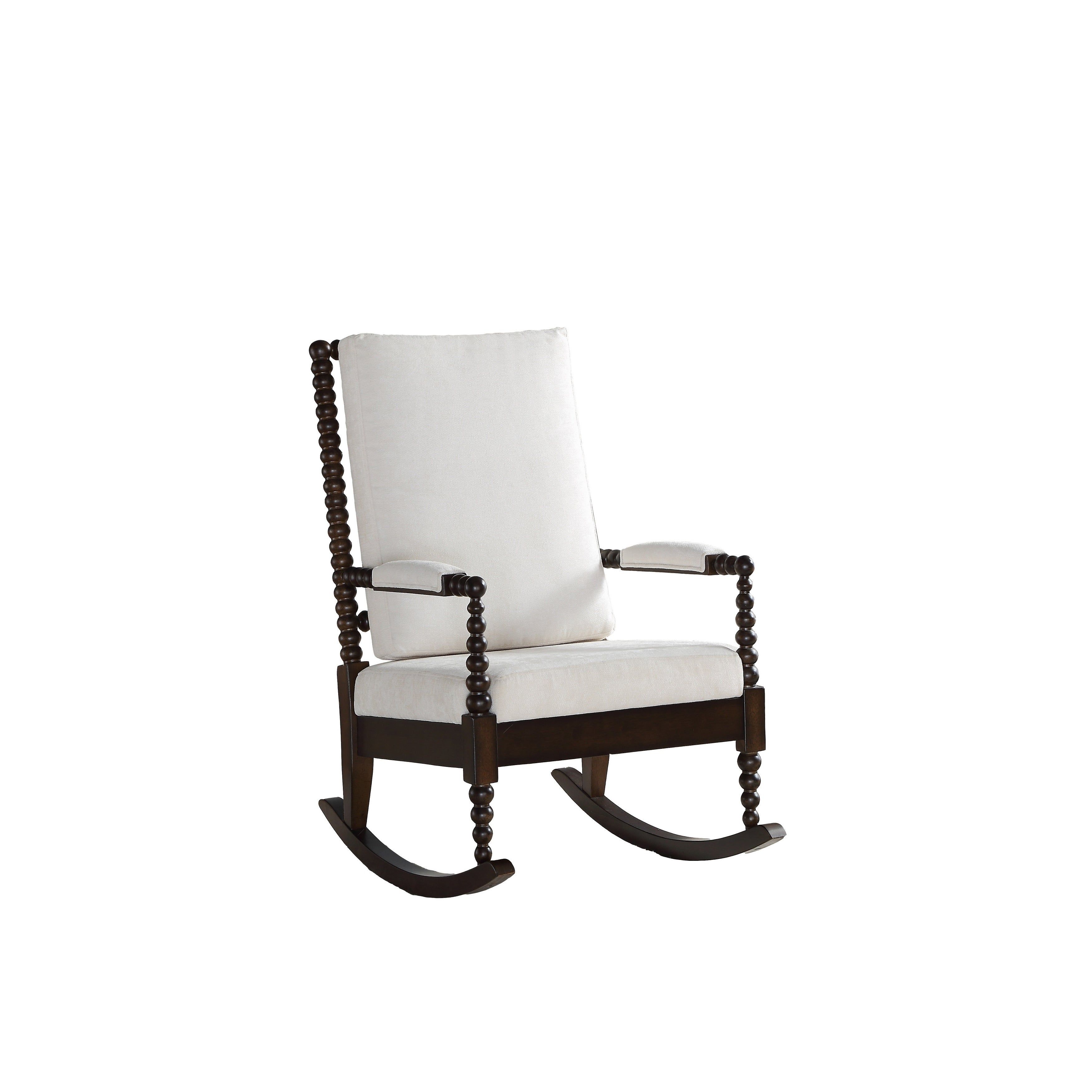 Copper Grove Drnis Rocking Chair With Cream Fabric And Walnut Wood Frame Pertaining To Rocking Chairs In Cream Fabric And White (Photo 4 of 20)