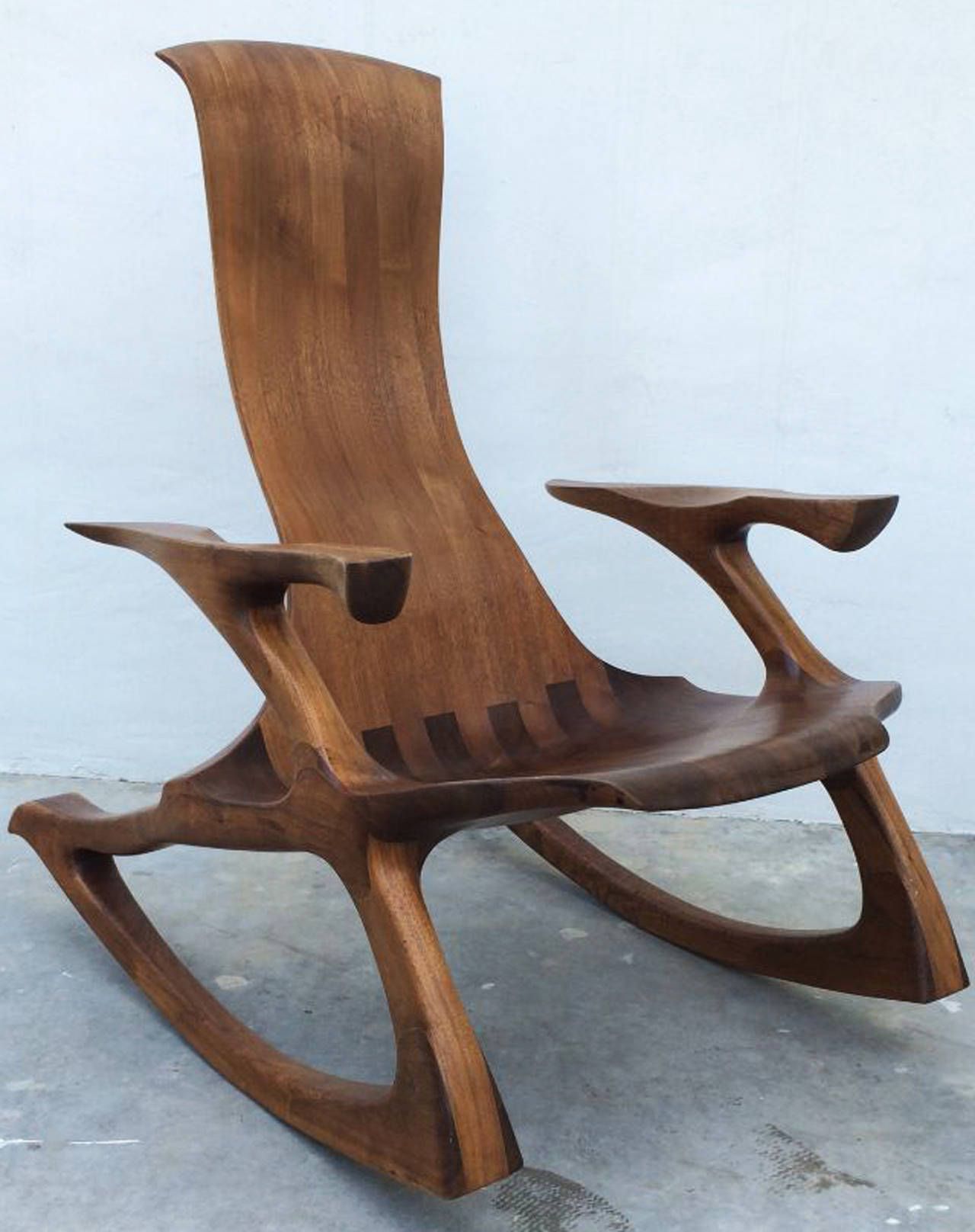 Craftsman Sculpted Walnut Rocking Chair | Seating – Chairs Regarding Walnut Wood Rocking Chairs (Photo 14 of 20)