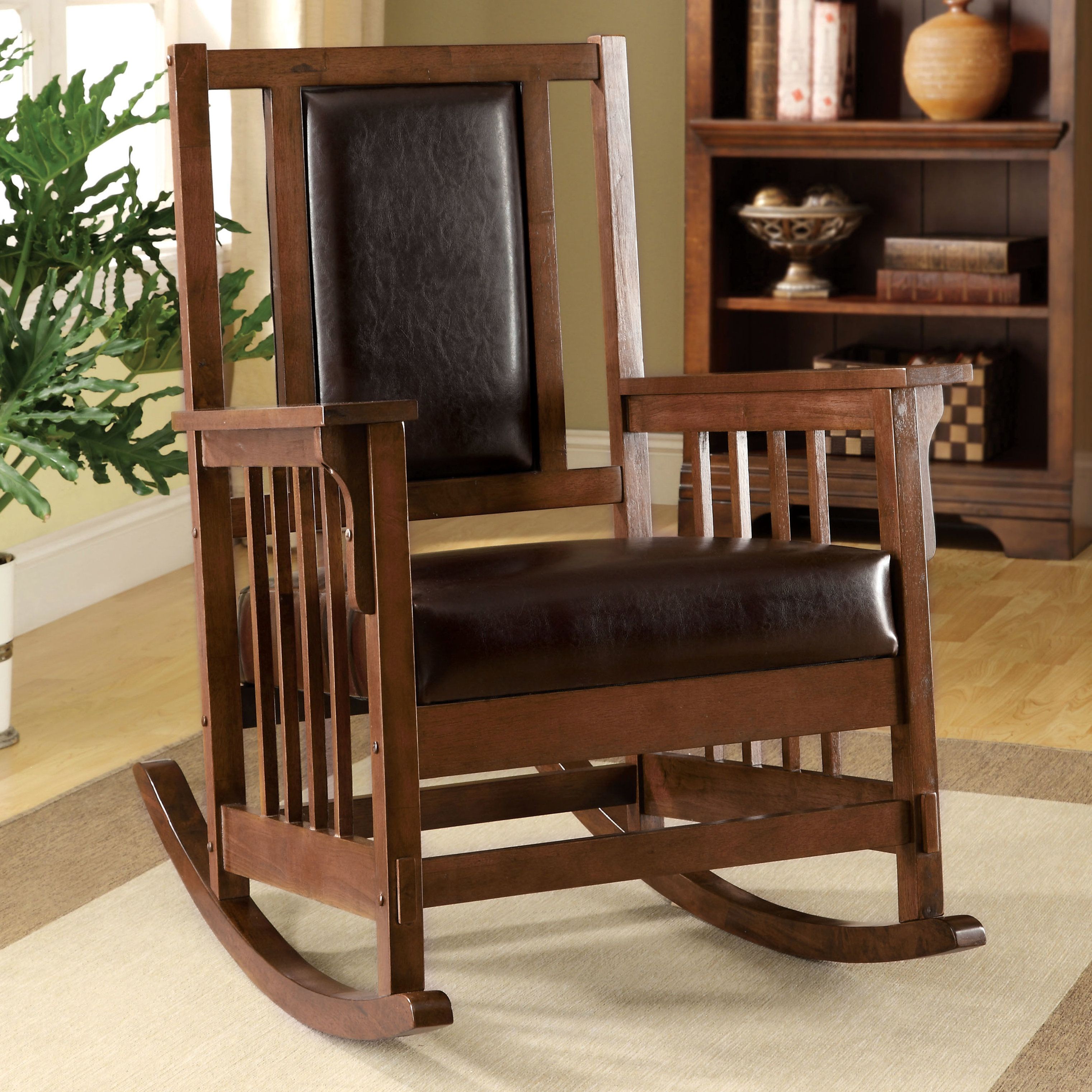 Faux Leather Rocking Chairs You'll Love In 2019 | Wayfair Regarding Mission Design Wood Rocking Chairs With Brown Leather Seat (View 11 of 20)