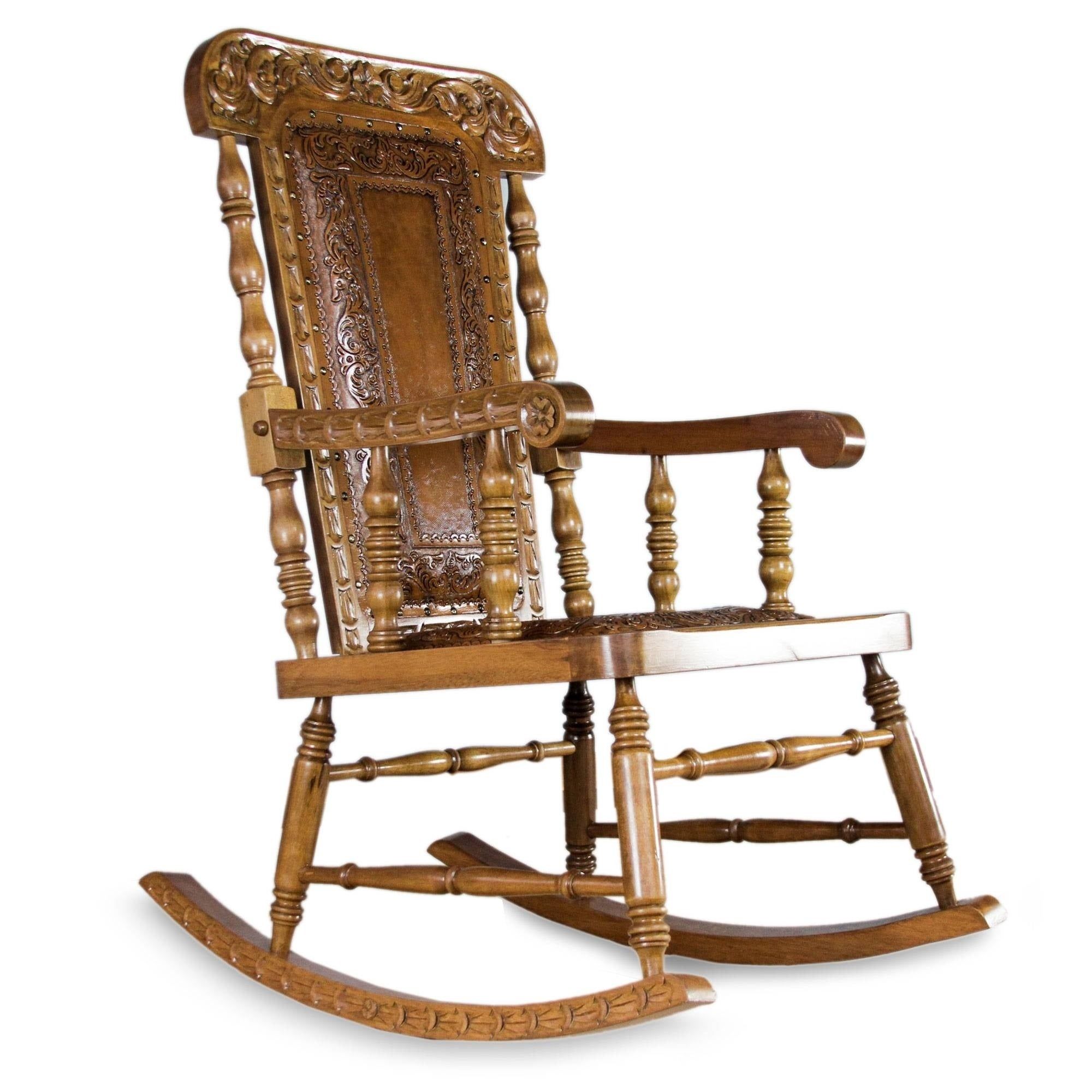 Handmade Mohena Wood And Leather 'royal Colonial' Rocking Chair (peru) For Wood And Leather Chavin Deities Rocking Chairs (Photo 9 of 20)