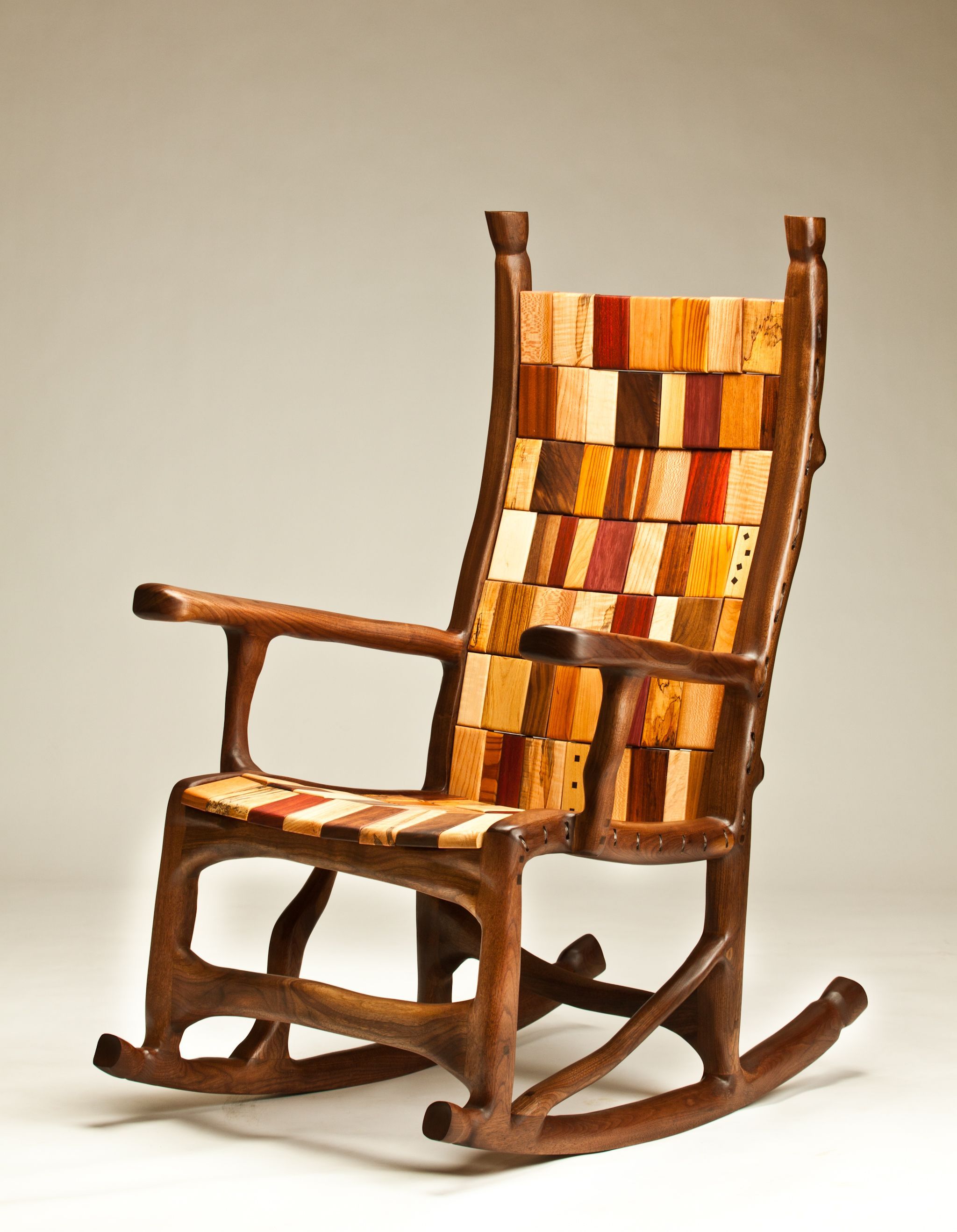 Handmade Walnut Rope And Block Rocking Chairdarin With Dark Walnut Brown Wooden Rocking Chairs (View 11 of 20)