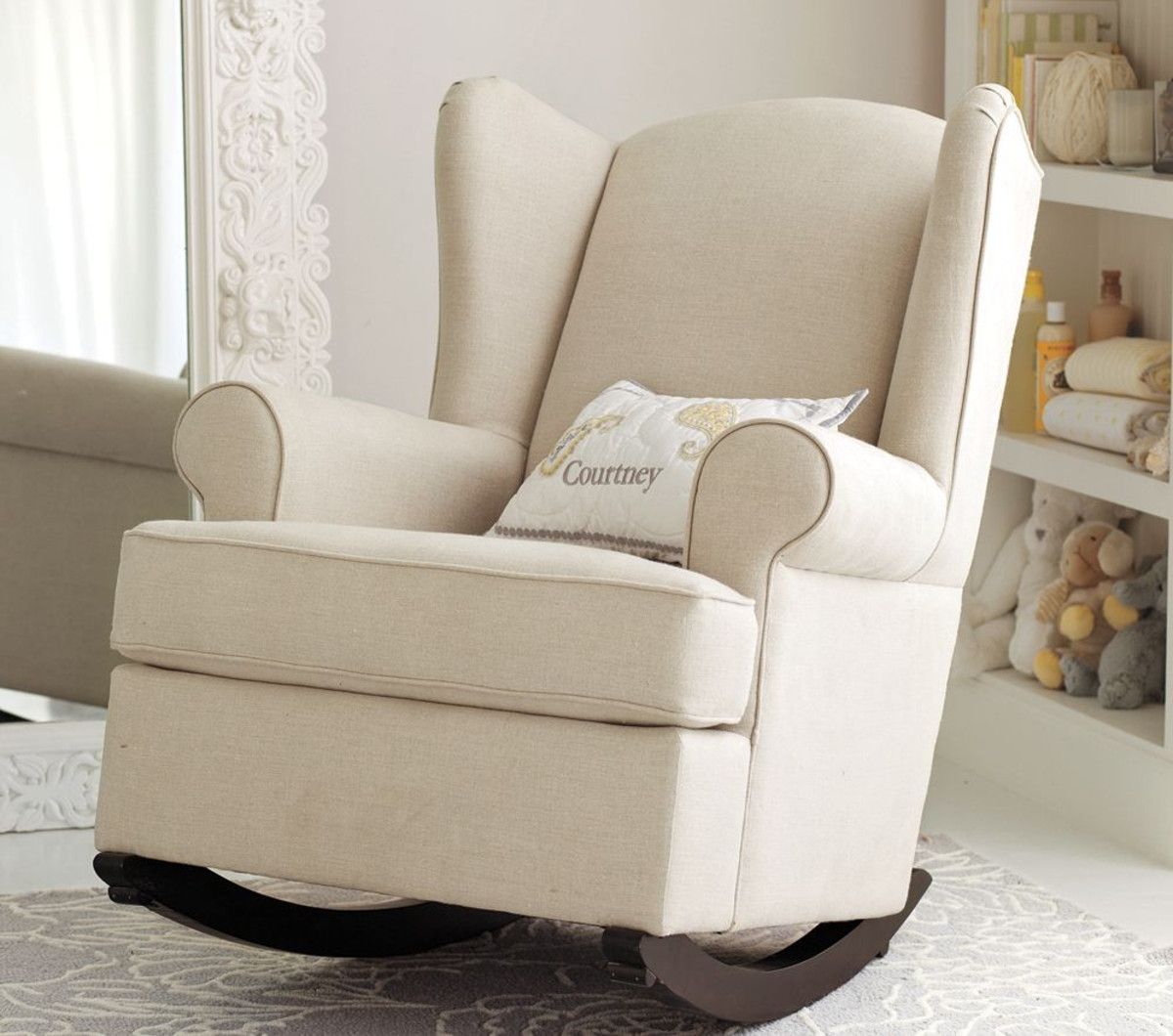 Healthy Materials For The Rocking Chairs Nursery — Wilson Throughout Rocking Chairs In Cream Fabric And White (View 9 of 20)