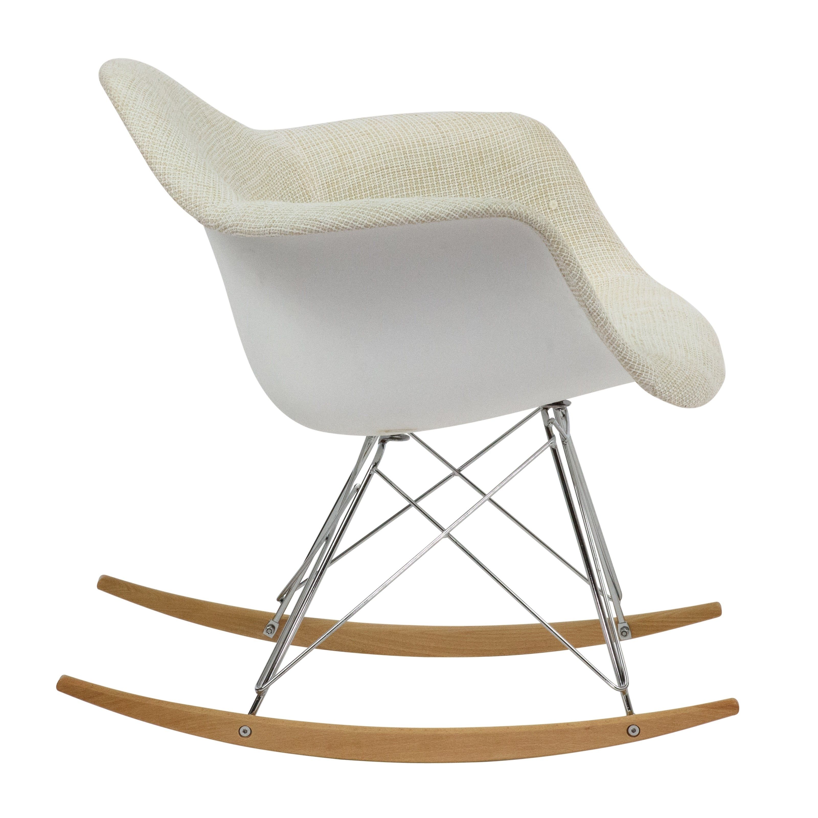 Leisuremod Wilson Twill Fabric Beige Rocking Chair W/ Eiffel Legs For Twill Fabric Beige Rocking Chairs With Eiffel Legs (Photo 1 of 20)