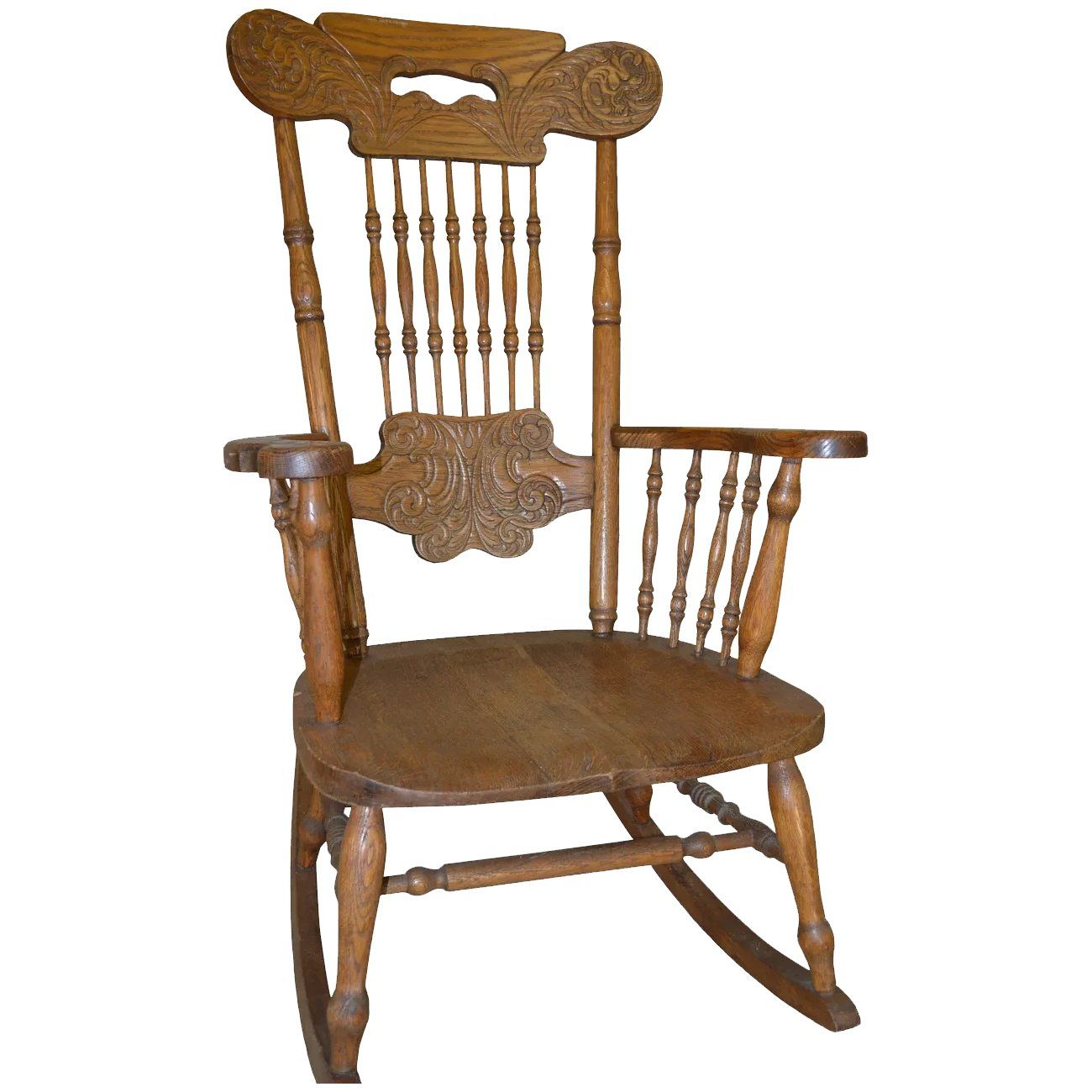 Oak Pressback Rocking Chairlarkin Inside Oak Carved Rocking Chairs Chairs (View 17 of 20)