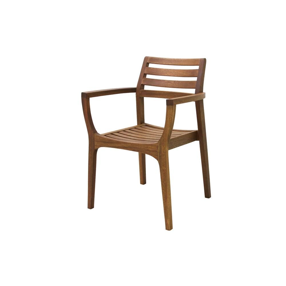 Outdoor Interiors Danish Stackable Eucalyptus Outdoor Dining Chair (4 Pack) Regarding Judson Traditional Rocking Chairs (View 20 of 20)