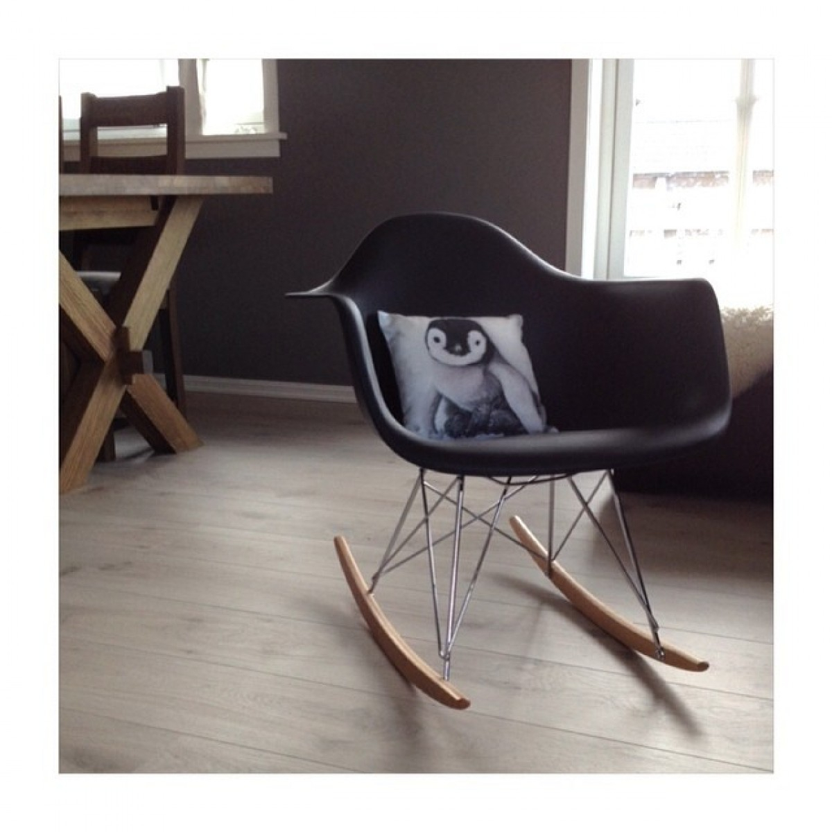 Rar Molded Black Plastic Rocking Chair With Steel Eiffel Legs Intended For Black Plastic Rocking Chairs (Photo 1 of 20)