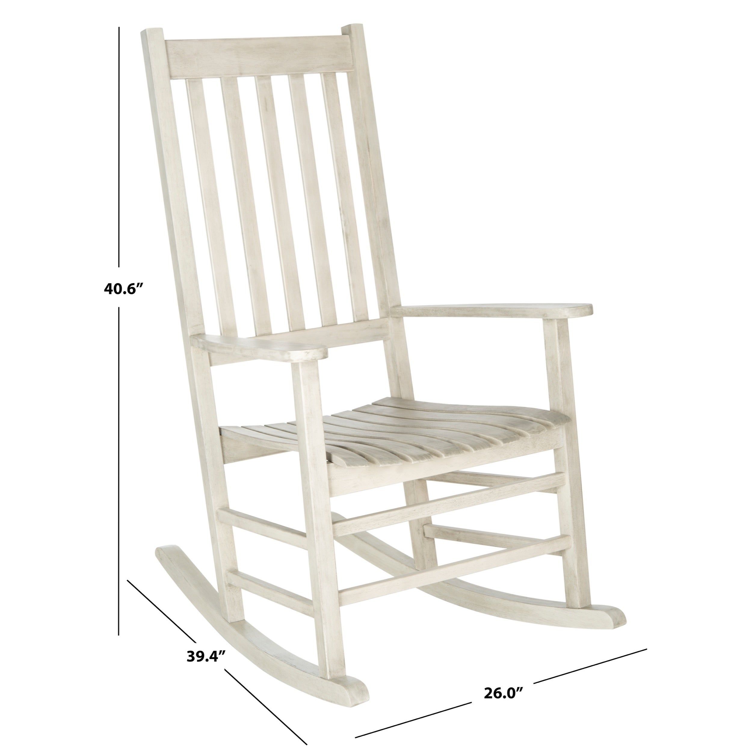 Safavieh Shasta White Wash Grey Acacia Wood Rocking Chair Within White Wood Rocking Chairs (View 14 of 20)
