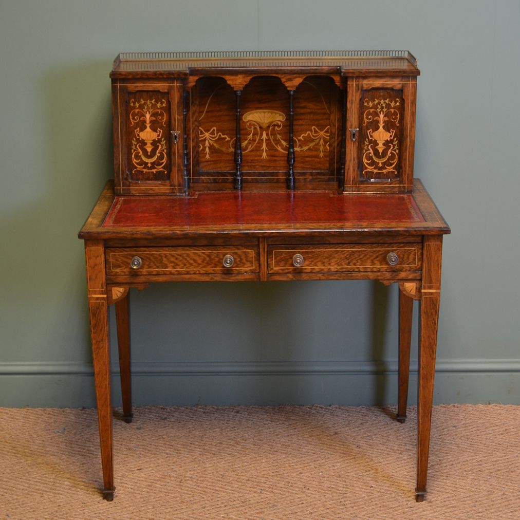 Spectacular Inlaid Rosewood Victorian Antique Writing Table Within Liverpool Classic Style Rocking Chairs In Antique Oak Finish (View 18 of 20)