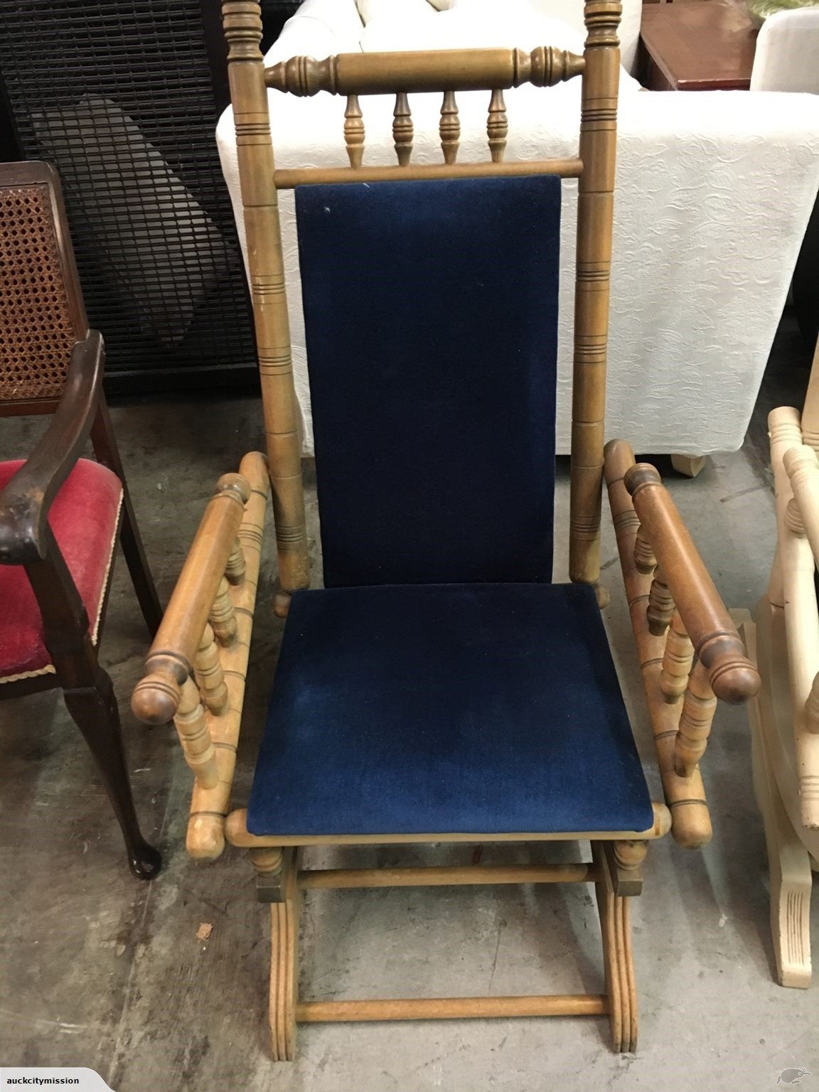 Spring Rocking Chair With Royal Blue Velvet Upholstery Pertaining To Velvet Rocking Chairs (View 7 of 20)