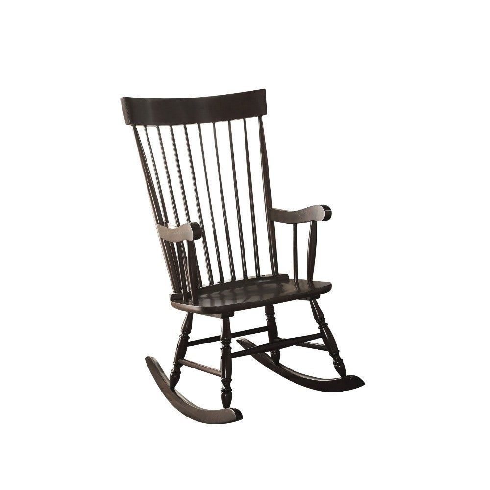 Traditional Style Wooden Rocking Chair With Contoured Seat, Black In Traditional Style Wooden Rocking Chairs With Contoured Seat, Black (Photo 1 of 20)