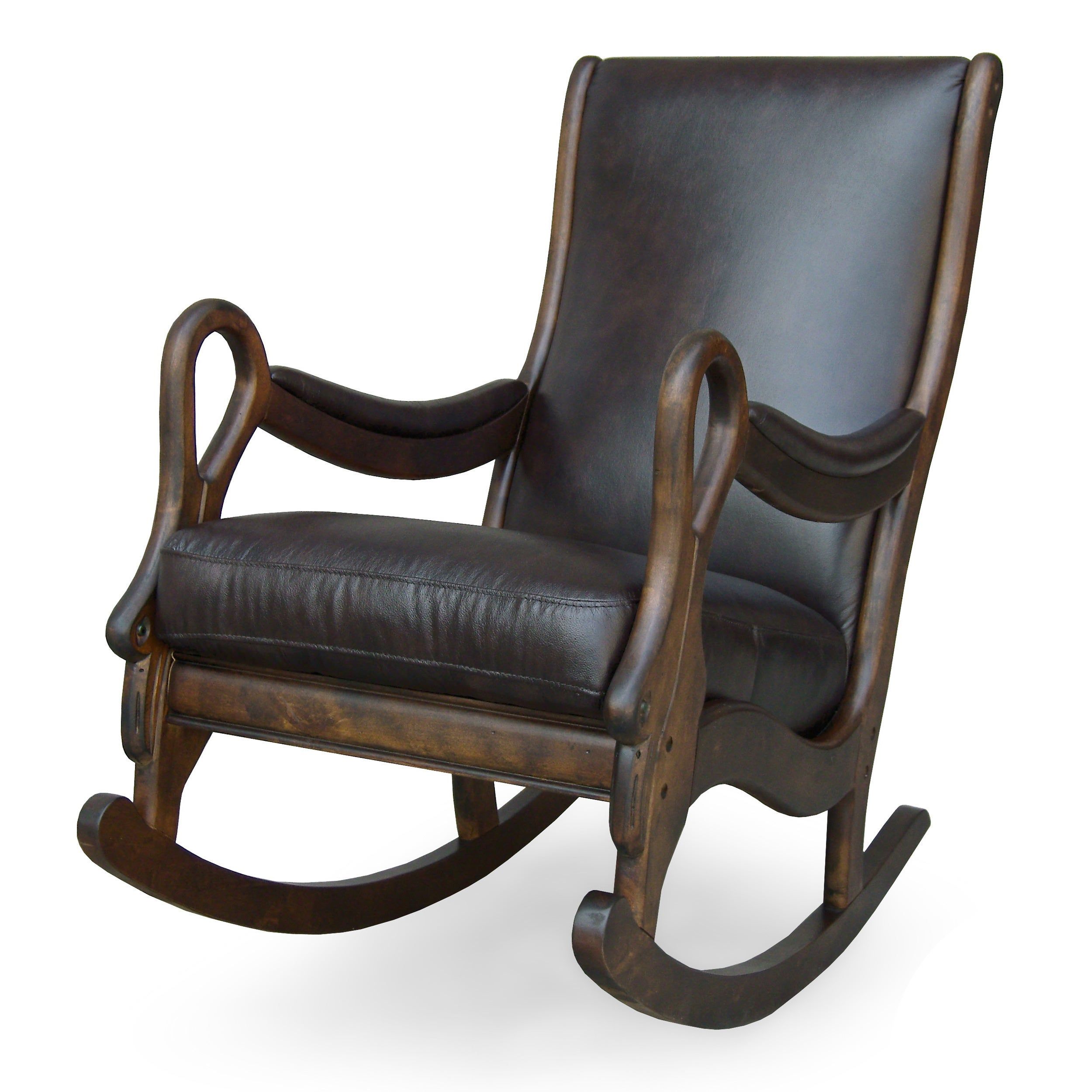 Vintage Leather Rocking Chair With Carbon Loft Ariel Rocking Chairs In Espresso Pu And Walnut (View 4 of 20)