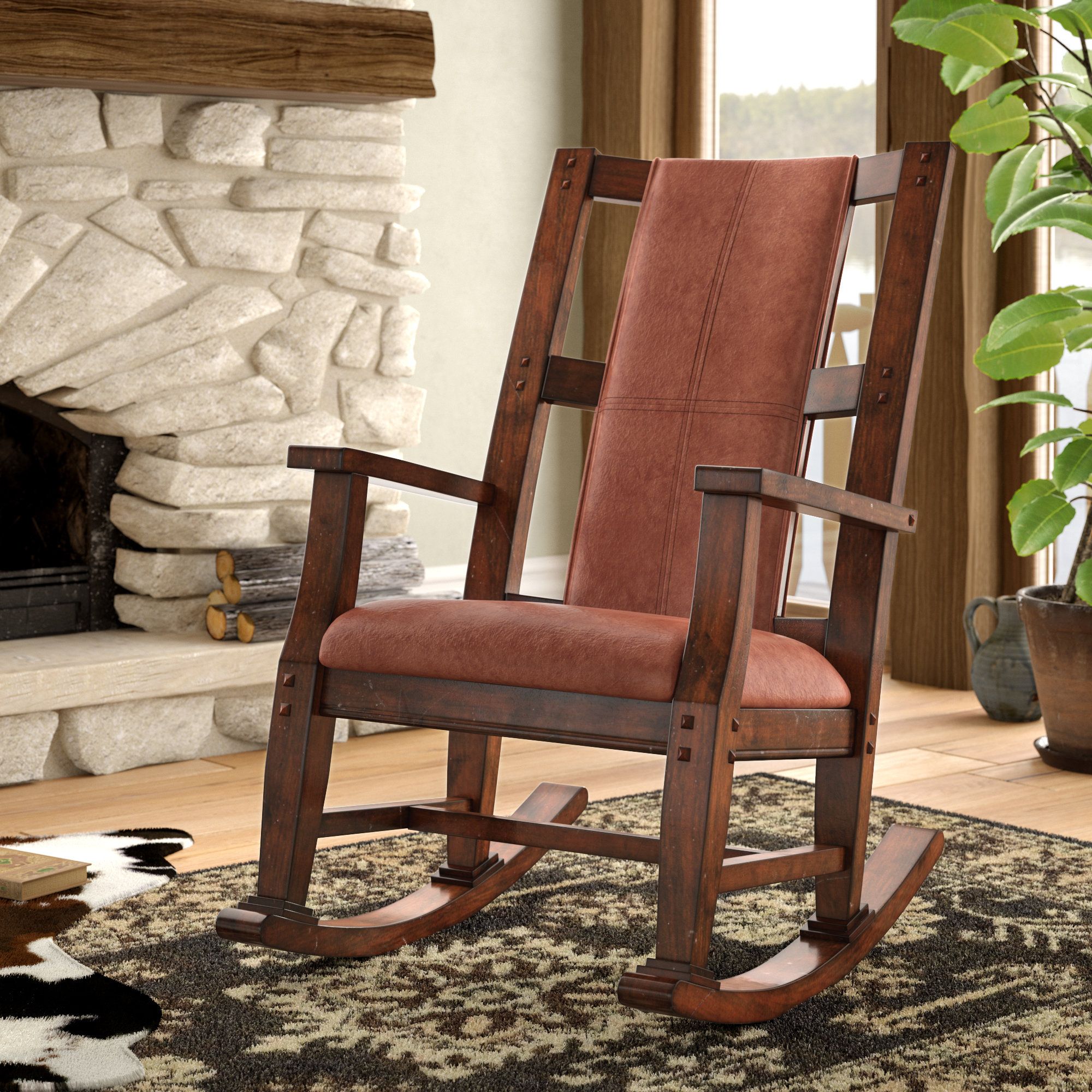 Wood Rocking Chairs You'll Love In 2019 | Wayfair Within Faux Leather Upholstered Wooden Rocking Chairs With Looped Arms, Brown And Red (Photo 8 of 20)