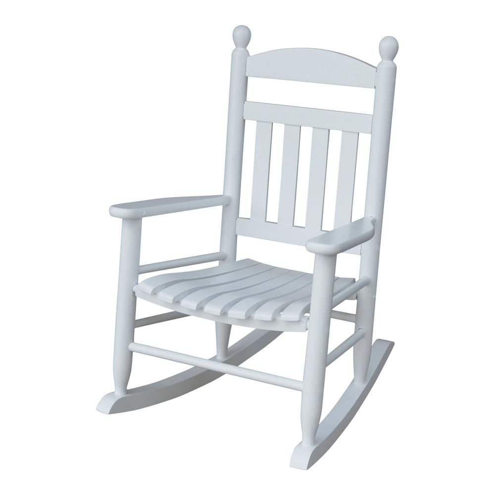 Youth Slat White Wood Outdoor Patio Rocking Chair Pertaining To White Wood Rocking Chairs (View 5 of 20)