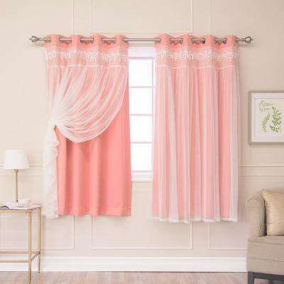 0 63.5 – Pink – Curtains & Drapes – Window Treatments – The For Elrene Aurora Kids Room Darkening Layered Sheer Curtains (Photo 14 of 40)