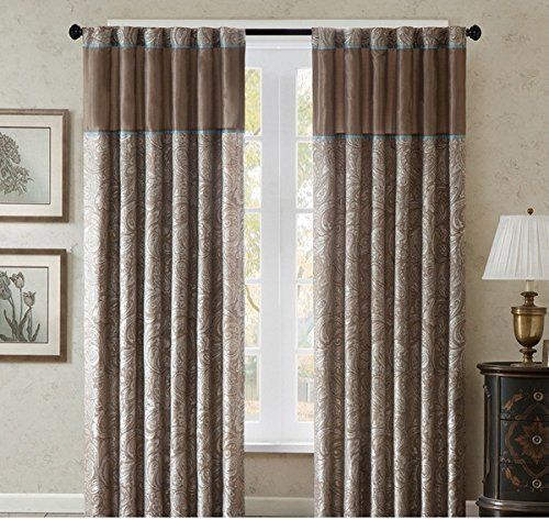2 Piece 84 Inch Brown Solid Color Nature Paisley Window Inside Whitman Curtain Panel Pairs (Photo 2 of 50)