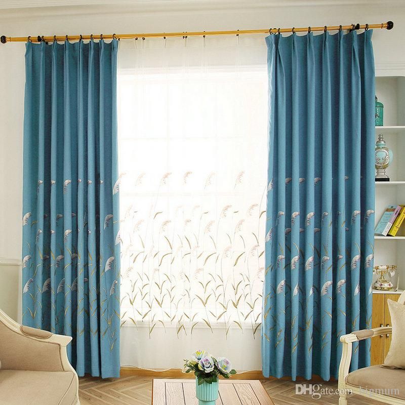 2019 Pastoral Faux Linen Blackout Curtain Reeds Design For Living Room  Kitchen Bedroom Home Embroidered Drapes Tulle Blinds Cortina From Bigmum, Pertaining To Faux Linen Blackout Curtains (Photo 41 of 50)