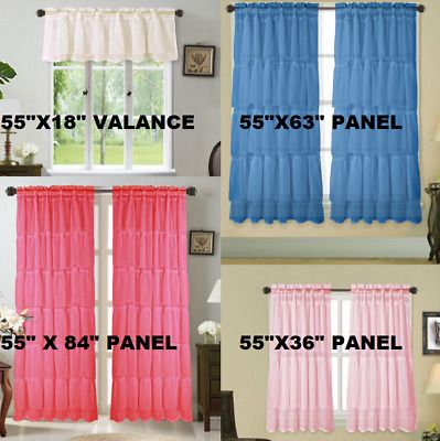 2pc Solid Rod Pocket Top Voile Sheer Window Curtain Panel Regarding Tulle Sheer With Attached Valance And Blackout 4 Piece Curtain Panel Pairs (View 34 of 50)