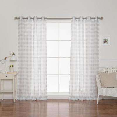 84 In. L Sheer Watercolor Plaid Grommet Curtains In Gray (2 Pack) Throughout Ocean Striped Window Curtain Panel Pairs With Grommet Top (Photo 28 of 41)