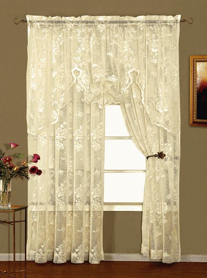 Abbey Rose Crushed Lace Curtains Is An Elegant All Over Pertaining To Luxurious Old World Style Lace Window Curtain Panels (View 2 of 50)