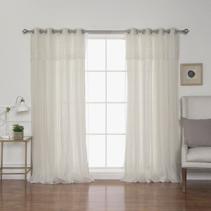 Alers Solid Semi Sheer Grommet Curtain Panels Inside Tulle Sheer With Attached Valance And Blackout 4 Piece Curtain Panel Pairs (View 21 of 50)